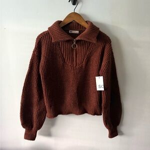 Burnt Orange Half-Zip Sweater